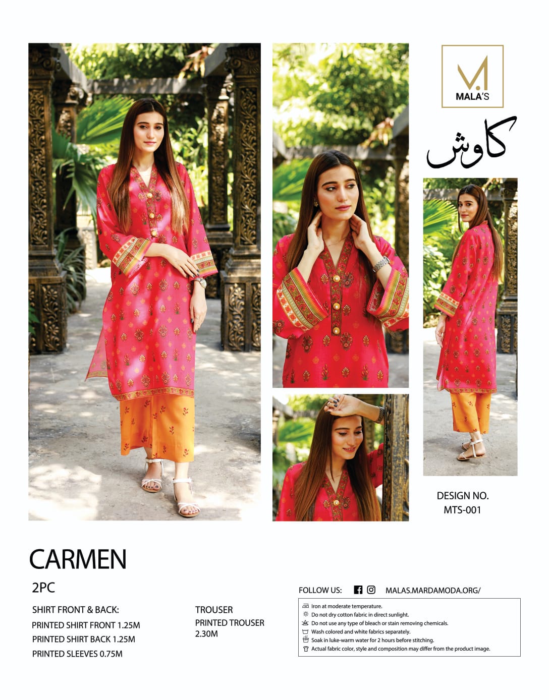 2 Piece Suit-Printed Shirt Front And Back With Trouser