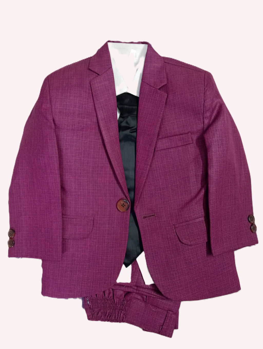 Art No.8 Textured Pant Coat Self Plus Check