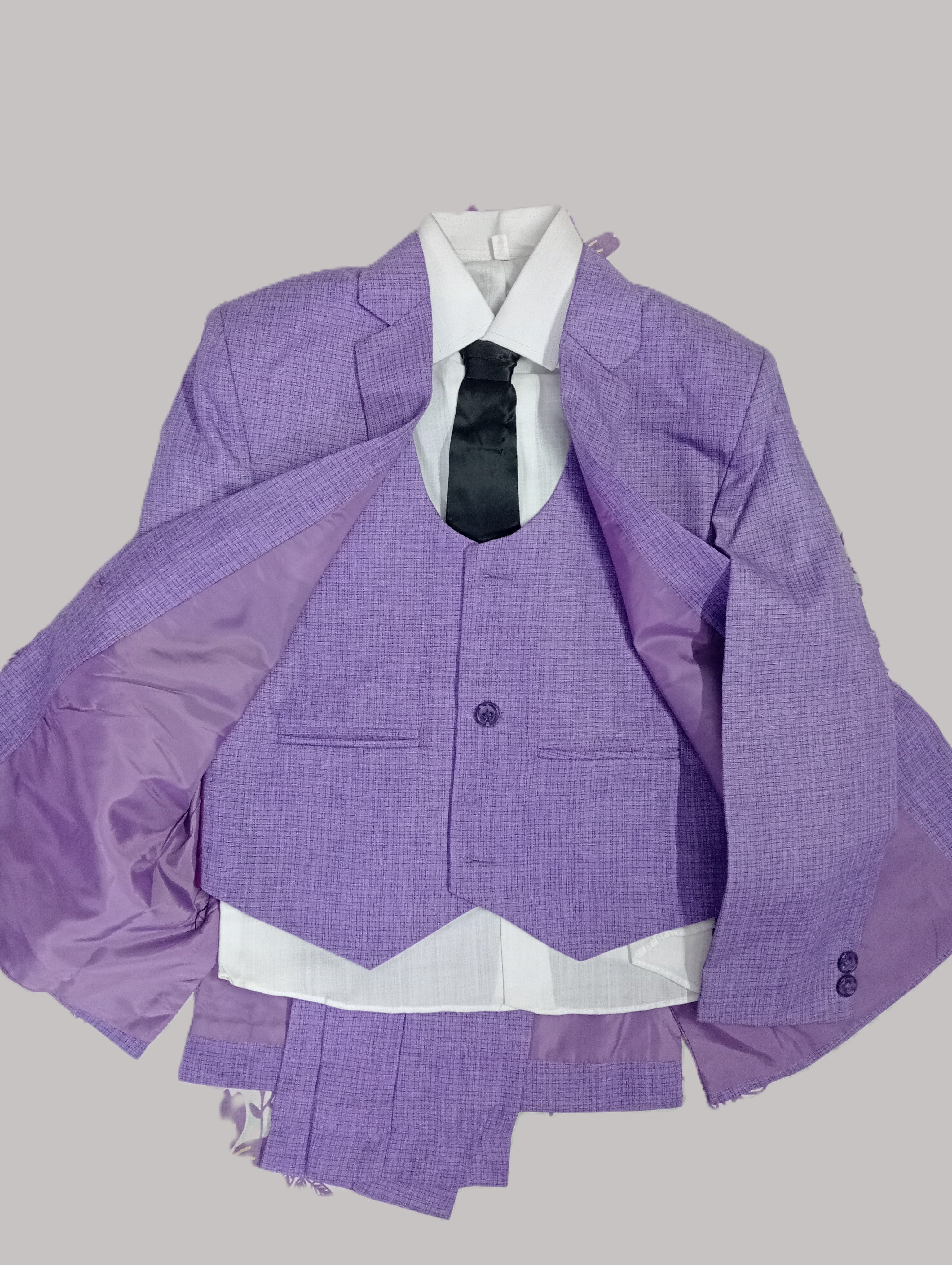 Art No.8 Textured Pant Coat Self Plus Check